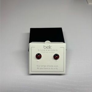 NWT Ladybug Belk Silverworks Sterling Silver Earrings with Red Accents